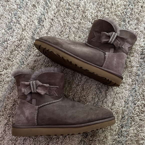 UGG Jackee Knot Sparkle Boots Stormy Grey - Picture 4 of 16